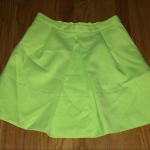 J. Crew pleated neon yellow skirt